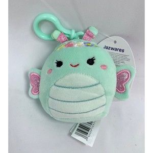 New Squishmallows Reina Butterfly Easter 3.5” Plush Toy Clip Spring Green